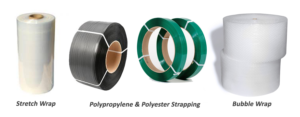 Stretch Wrap, Polypropylene & Polyester Strapping, Bubble Wrap